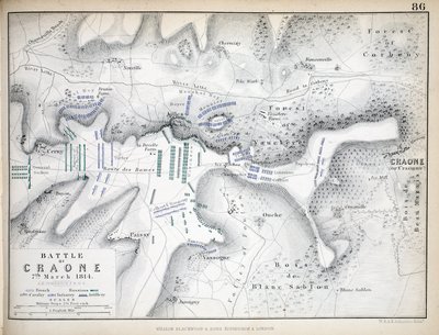 Karte der Schlacht von Craone, veröffentlicht von William Blackwood und Sons, Edinburgh und London, 1848 von Alexander Keith Johnston